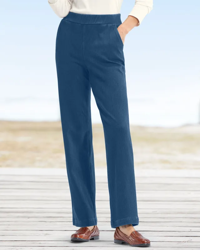 Appleseeds Women's Classic Knit Denim Straight Leg Pants - Denim - L - Misses sold by Buff