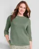 Appleseeds Women's Linen/Cotton Crochet-Trim Pullover  - Black - PL - Petite sold by Buff