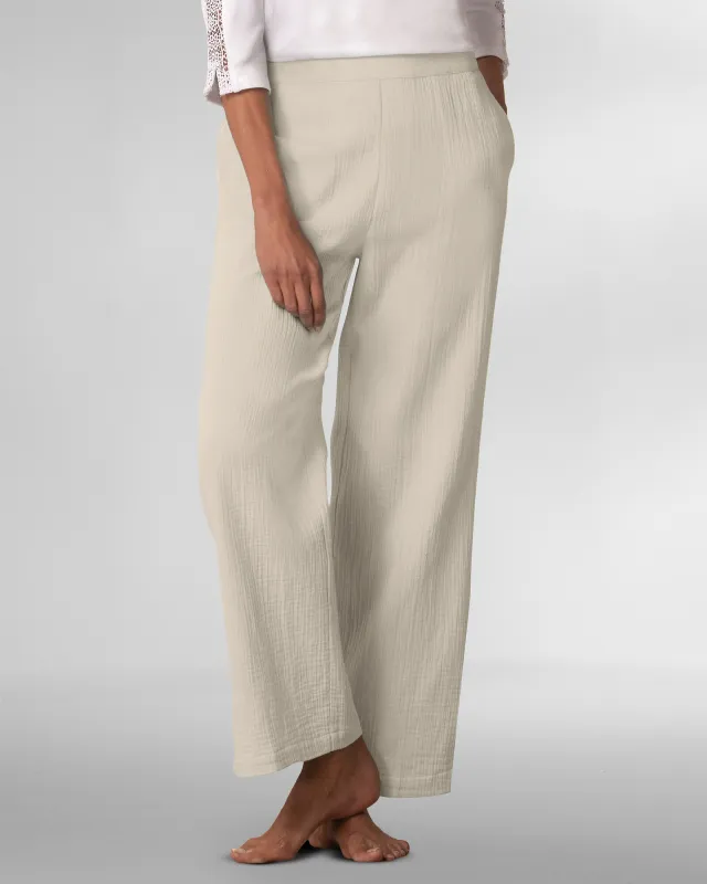 Appleseeds Women's Nantucket Textured-Cotton Pants - Tan - 1X - Womens Plus sold by Buff