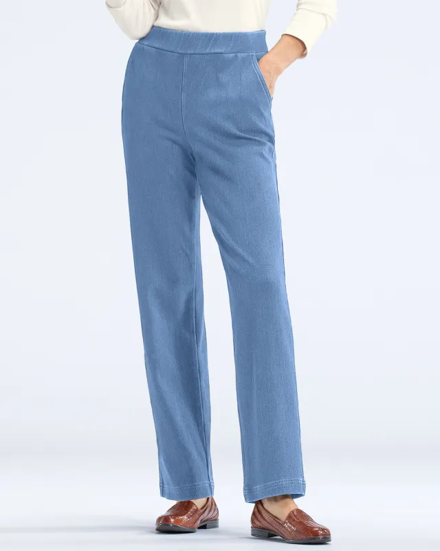 Appleseeds Women's Classic Knit Denim Straight Leg Pants - Denim - PL - Petite sold by Buff