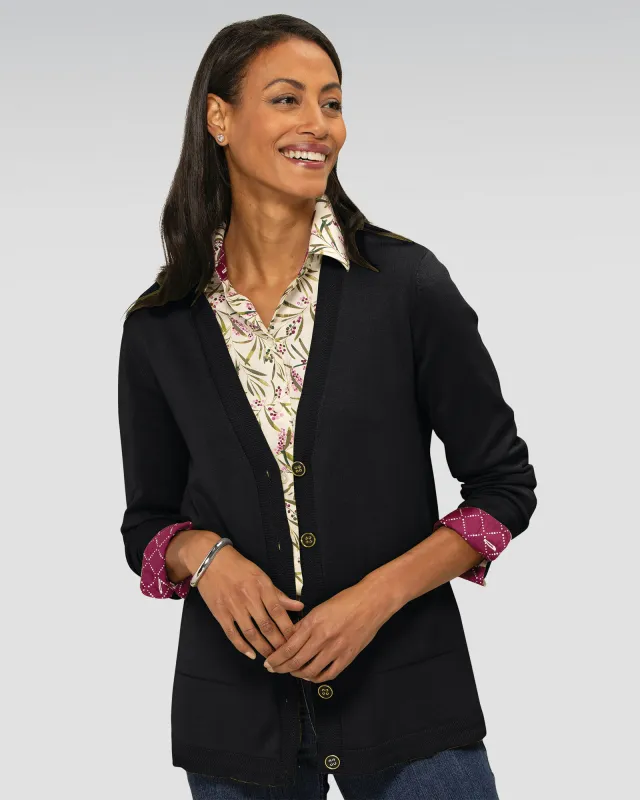 Appleseeds Women's Madison V-Neck Cardigan - Black - M - Misses sold by Buff
