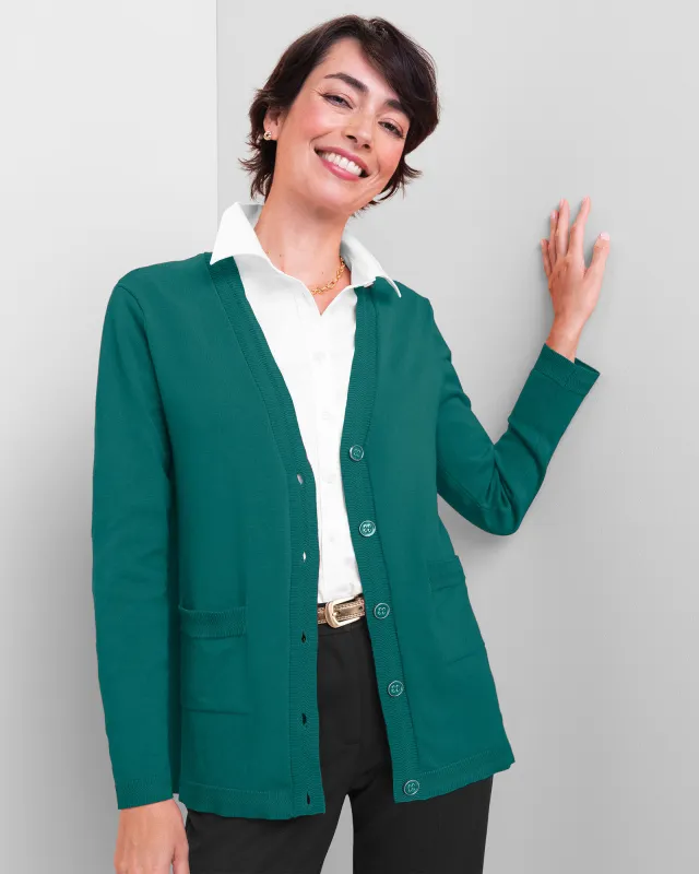 Appleseeds Women's Madison V-Neck Cardigan - Green - S - Misses sold by Buff