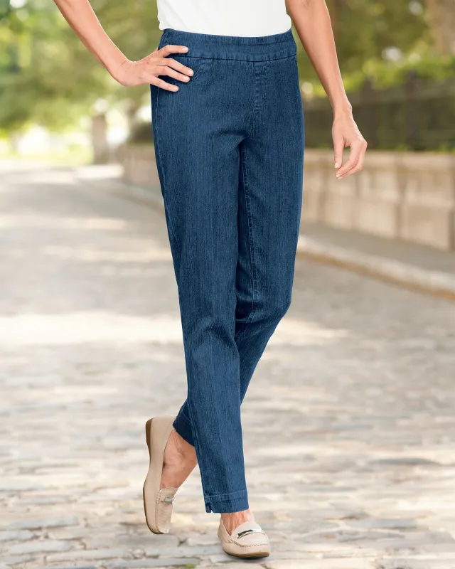 Appleseeds Women's SlimSation® Tapered-Length Pants - Denim - 12P - Petite sold by Buff