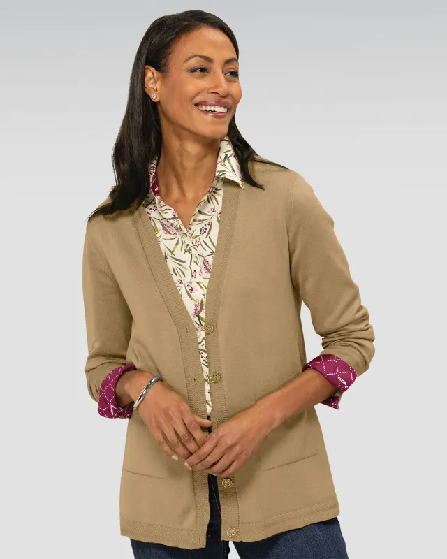 Appleseeds Women's Madison V-Neck Cardigan - Brown - XL - Misses sold by Buff