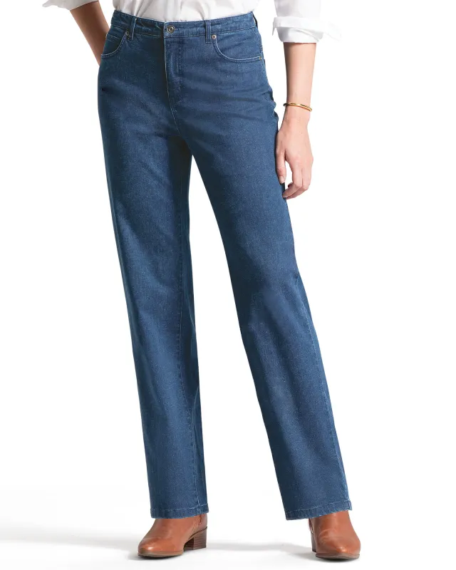 Appleseeds Women's DreamFlex Comfort-Waist Relaxed Straight Leg Jeans - Denim - 12 - Misses sold by Buff
