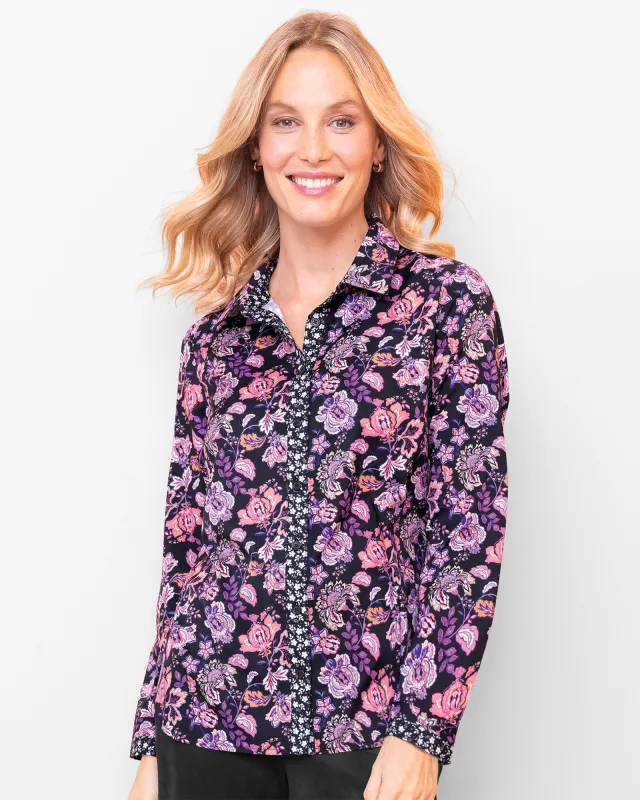 Appleseeds Women's Ornate Flowers Blouse - Multi - M - Misses sold by Buff
