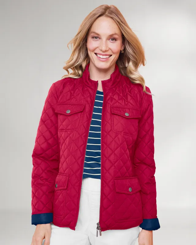 Appleseeds Women's Berkshire Quilted Car Coat - Red - XL - Misses sold by Buff