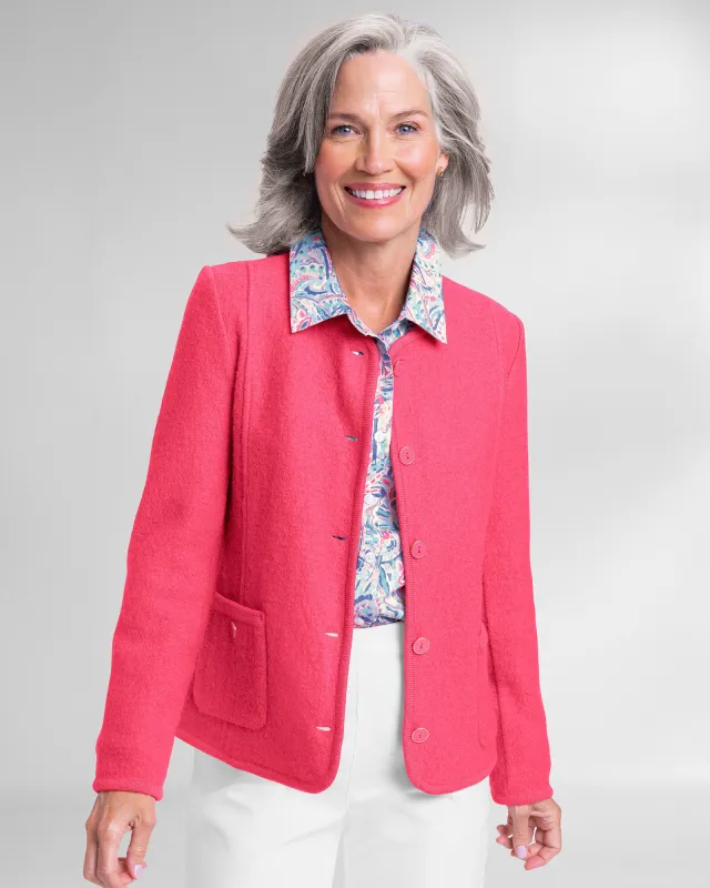Appleseeds Women's Boiled Wool Patch-Pocket Cardigan - Pink - PXL - Petite sold by Buff