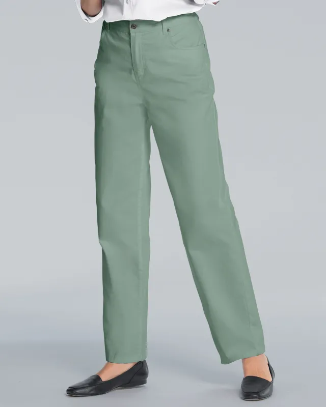 Appleseeds Women's DreamFlex Color Comfort-Waist Relaxed Straight Leg Jeans - Green - 10P - Petite sold by Buff