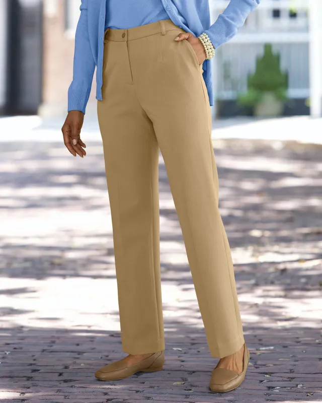 Appleseeds Women's Washable Gabardine Fly-Front Pants - Brown - 4 - Petite sold by Buff