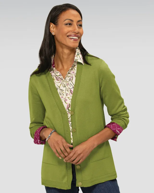 Appleseeds Women's Madison V-Neck Cardigan - Yellow - S - Misses sold by Buff