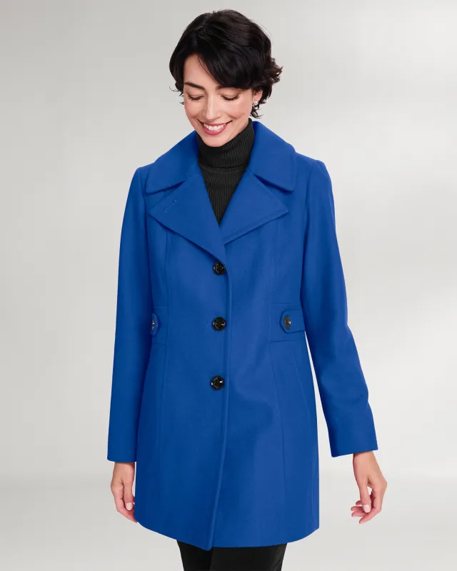 Appleseeds Women's London Fog® Side-Tab Wool Coat - Blue - PS - Petite sold by Buff