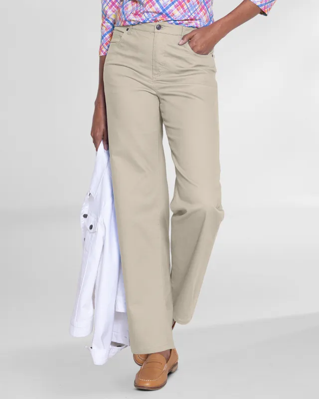 Appleseeds Women's DreamFlex Color Comfort-Waist Relaxed Straight Leg Jeans - Tan - 16P - Petite sold by Buff