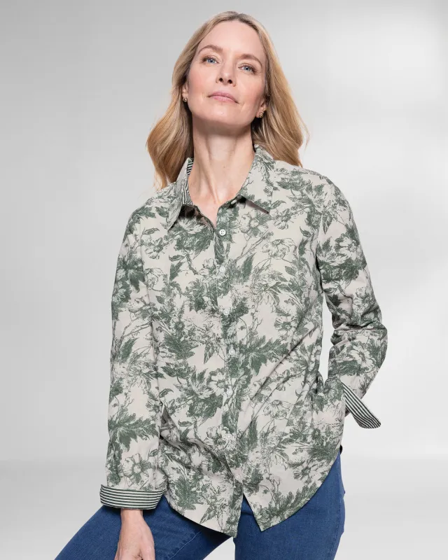 Appleseeds Women's Toile & Stripe Shirt - Multi - 18W - Womens Plus sold by Buff
