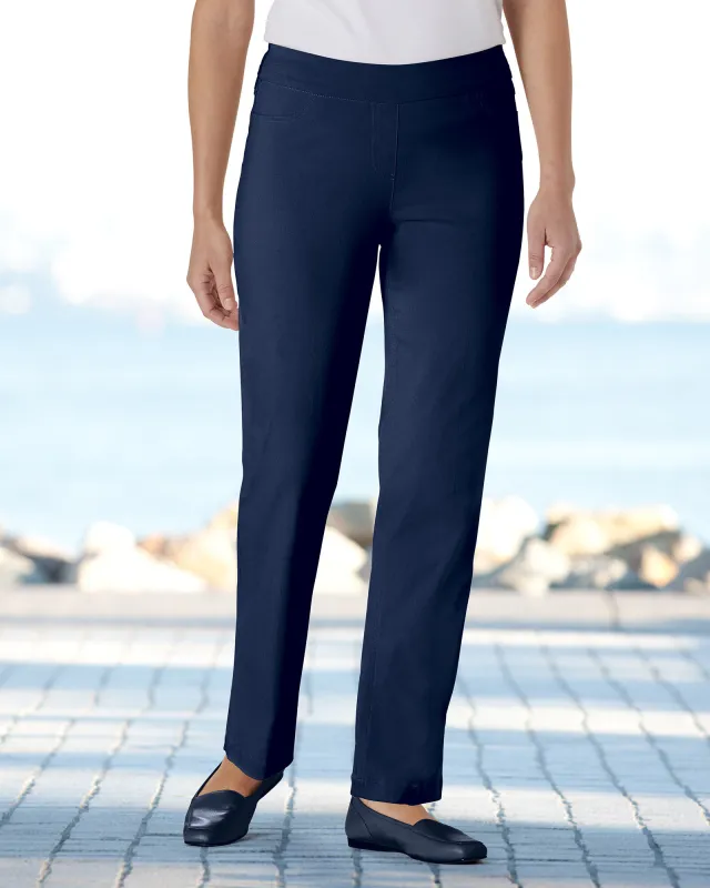 Appleseeds Women's SlimSation® Straight-Leg Pants - Blue - 6P - Petite sold by Buff