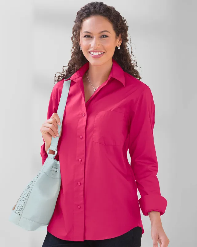 Appleseeds Women's Foxcroft Classic-Fit Solid Shirt - Pink - 8 - Misses sold by Buff
