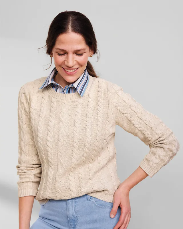 Appleseeds Women's Bayside Cotton Mixed-Cable Pullover - Grey - 2X - Womens Plus sold by Buff