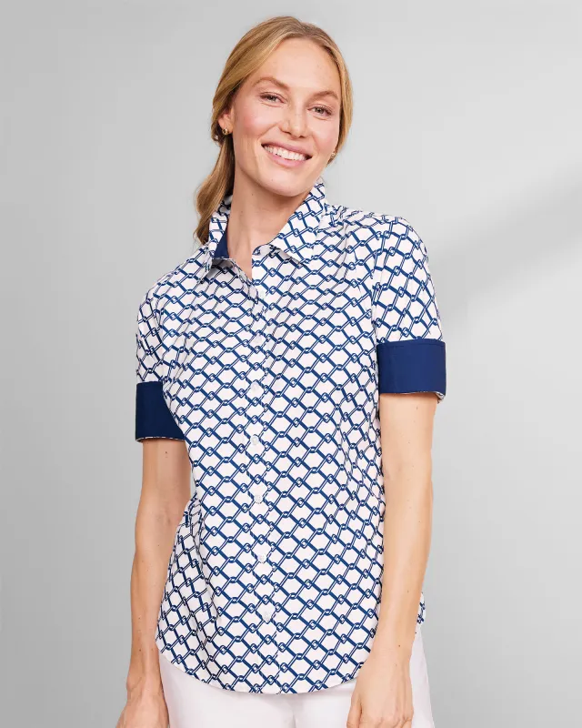 Appleseeds Women's Chain-Print Short-Sleeve Shirt - Multi - 6 - Misses sold by Buff