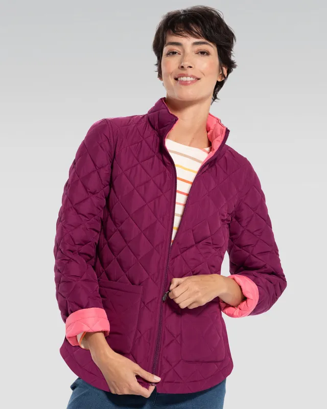 Appleseeds Women's Berkshire Reversible Solid Quilted Jacket - Multi - PL - Petite sold by Buff