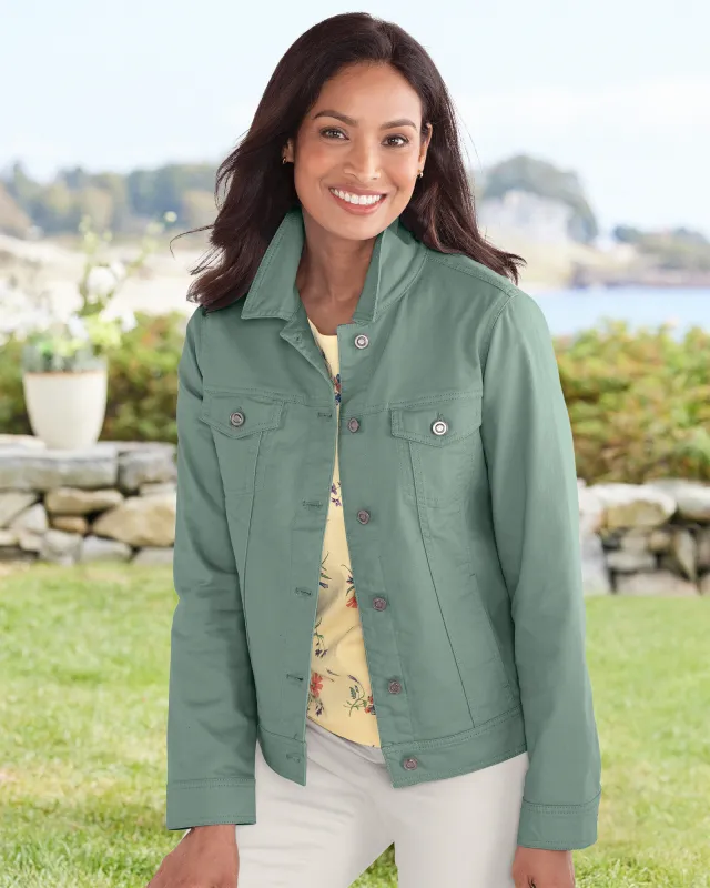 Appleseeds Women's DreamFlex Colored Jean Jacket - Green - 1X - Womens Plus sold by Buff
