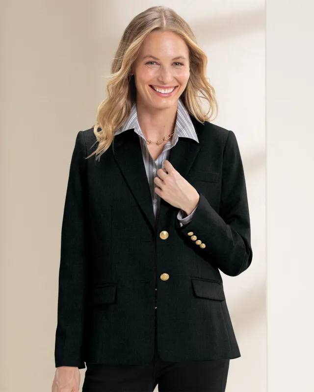 Appleseeds Women's Classic Wool Blazer - Black - 8P - Petite sold by Buff