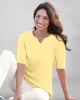 Appleseeds Women's Coastal Cotton Elbow-Sleeve Notch-Neck - Yellow - PL - Petite sold by Buff