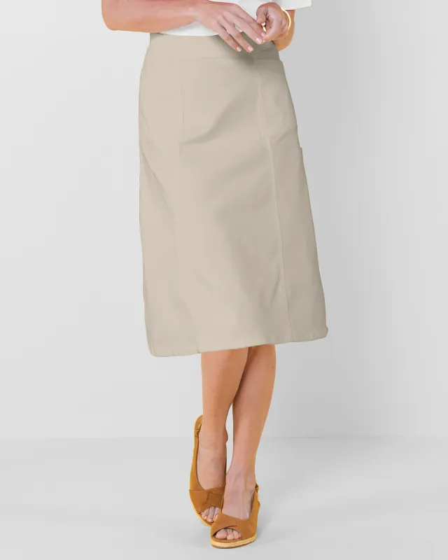 Appleseeds Women's Classic Knit Denim Skirt - Tan - PS - Petite sold by Buff