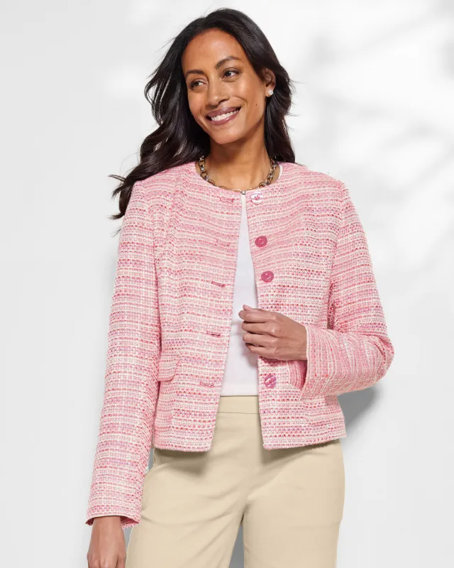 Appleseeds Women's Pretty Petals Tweed Jacket - Multi - 12P - Petite sold by Buff