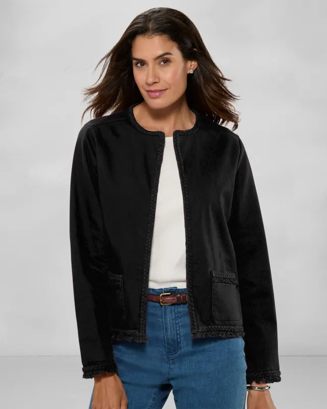 Appleseeds Women's DreamFlex Color Braid-Trim Jacket - Black - XL - Misses sold by Buff
