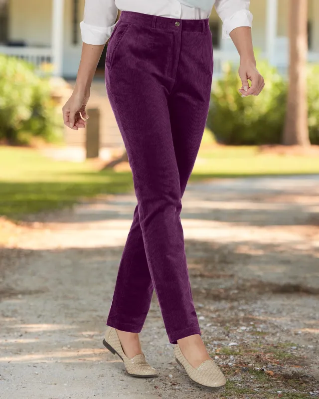 Appleseeds Women's Stretch Wide-Wale Corduroy Fly-Front Pants - Purple - 14PS - Petite Short sold by Buff