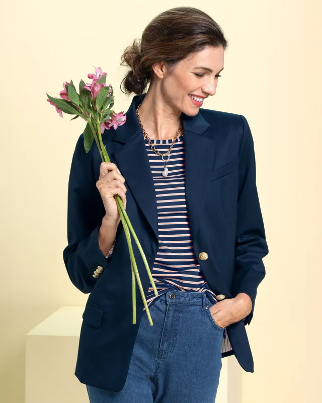 Appleseeds Women's Classic Wool Blazer - Blue - 18W - Womens Plus sold by Buff