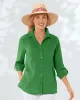 Appleseeds Women's Crinkled Cotton Solid Shirt - Green - PS - Petite sold by Buff