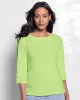 Appleseeds Women's Coastal Cotton Three-Quarter-Sleeve Solid Bateau-Neck Tee - Green - 3X - Womens Plus sold by Buff