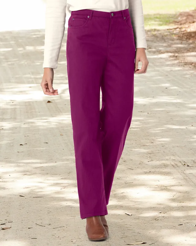 Appleseeds Women's DreamFlex Color Comfort-Waist Relaxed Straight Leg Jeans - Purple - 16P - Petite sold by Buff