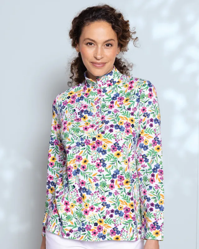 Appleseeds Women's Essential Cotton Spirit of Spring Mockneck Henley - Multi - L - Misses sold by Buff