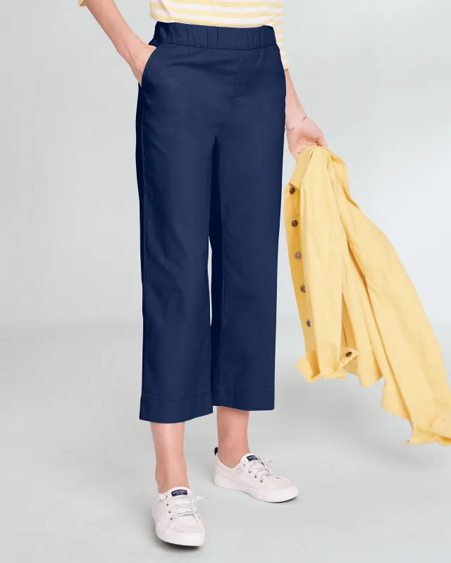 Appleseeds Women's Dennisport Relaxed Pull-On Cropped Chinos - Blue - 8 - Misses sold by Buff