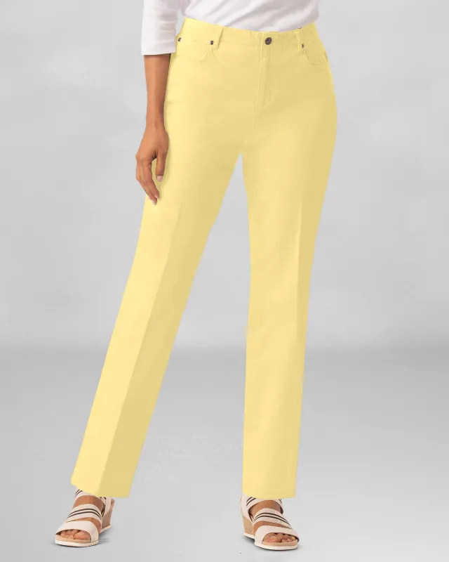 Appleseeds Women's DreamFlex Color Comfort-Waist Classic Straight Leg Jeans - Yellow - 14P - Petite sold by Buff