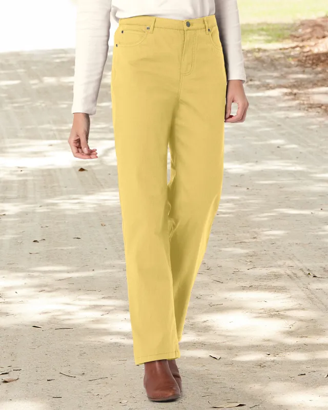 Appleseeds Women's DreamFlex Color Comfort-Waist Relaxed Straight Leg Jeans - Yellow - 10PS - Petite Short sold by Buff