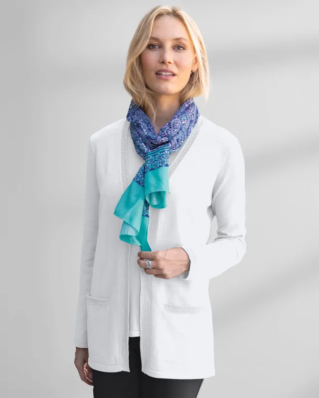 Appleseeds Women's Madison Crochet-Trim Cardigan - White - XL - Misses sold by Buff