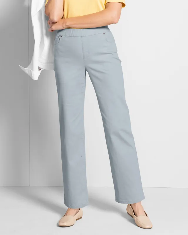 Appleseeds Women's DreamFlex Color Pull-On Relaxed Straight Leg Jeans - Metallic - 10P - Petite sold by Buff