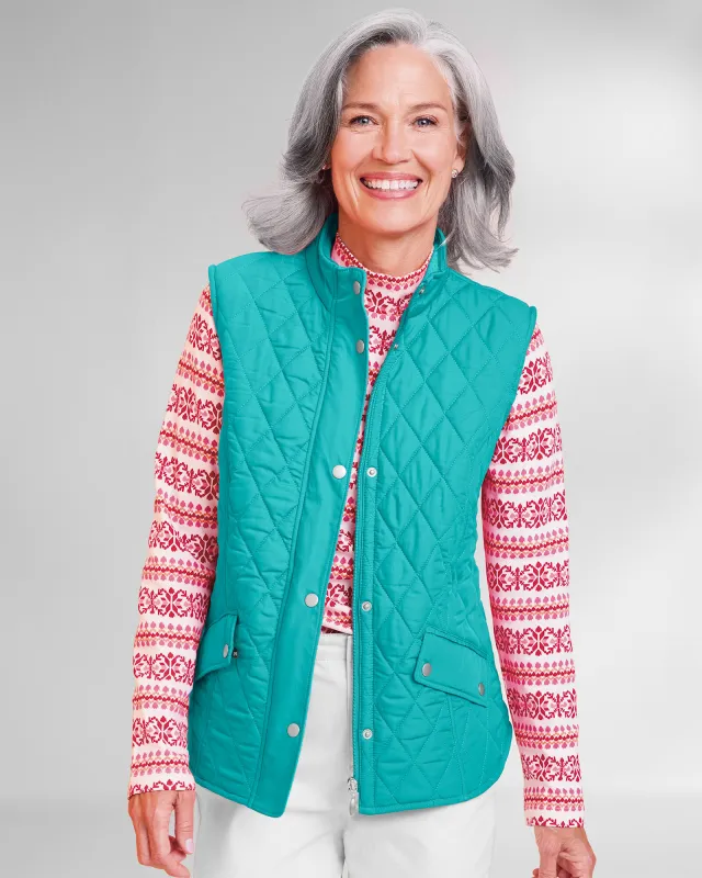 Appleseeds Women's Berkshire Fleece-Lined Vest - Blue - L - Misses sold by Buff
