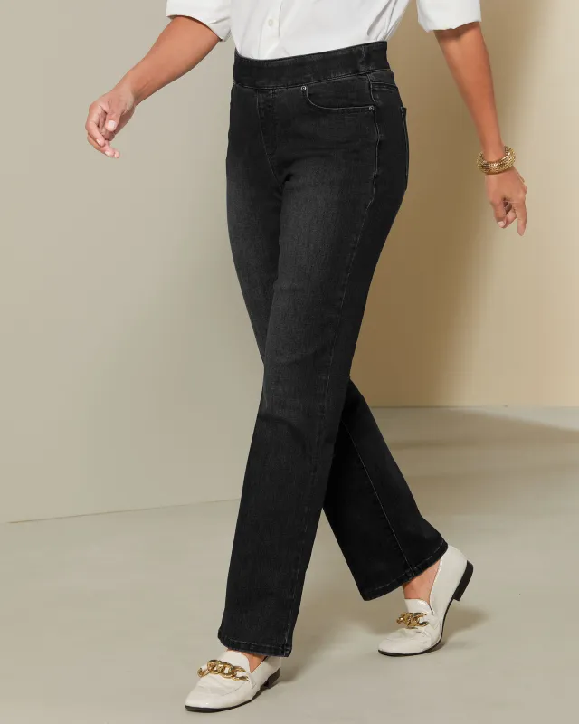 Appleseeds Women's Slimtacular® Dream Jeans Straight Leg - Black - 6P - Petite Short sold by Buff
