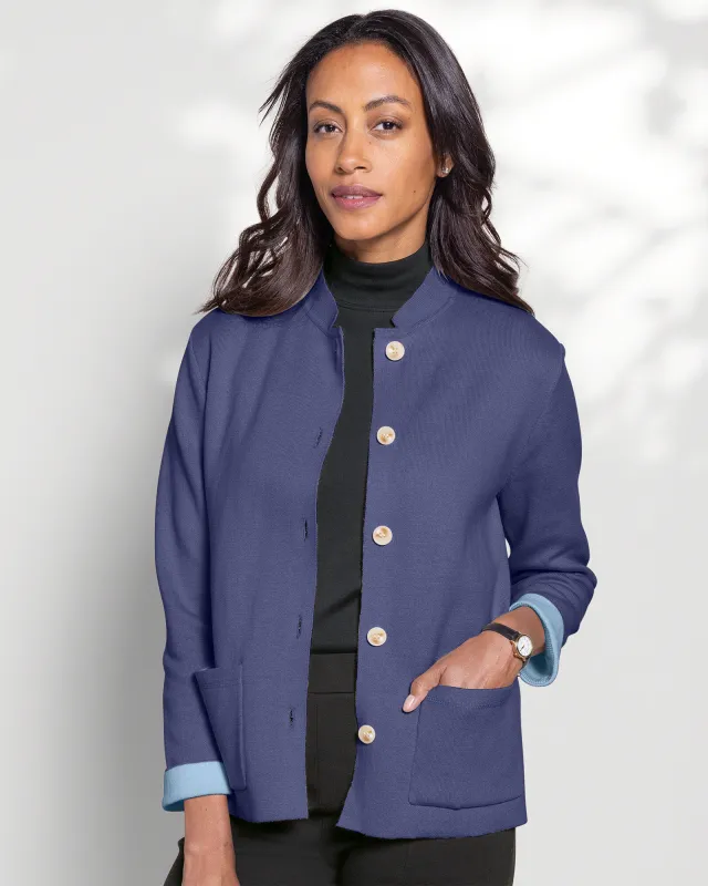 Appleseeds Women's Bayside Cotton Sweater Blazer - Blue - PS - Petite sold by Buff