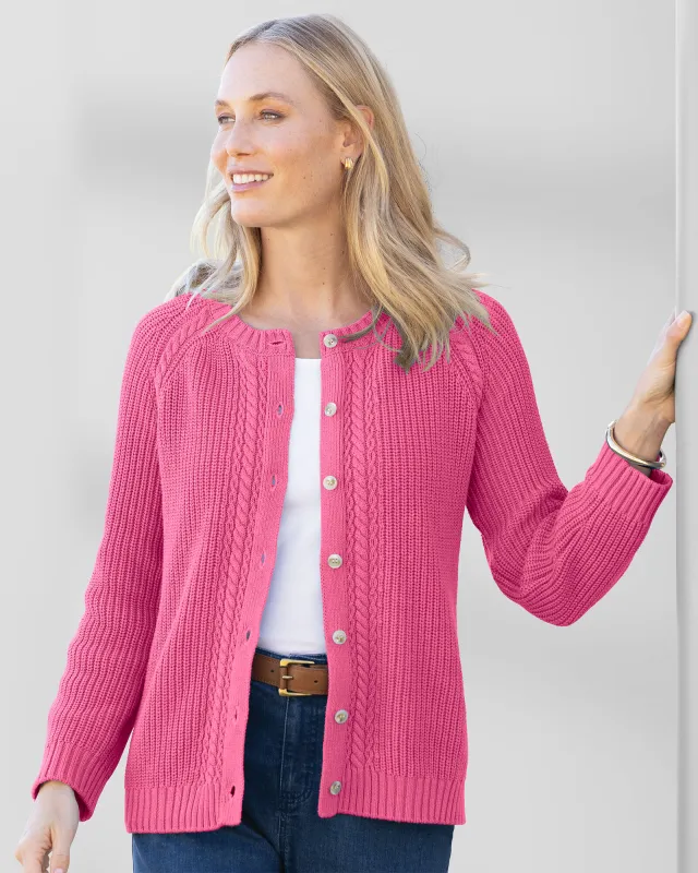 Appleseeds Women's Bayside Cotton Shaker-Stitch Cardigan - Pink - XL - Misses sold by Buff
