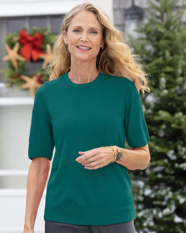 Appleseeds Women's Spindrift™ Short-Sleeve Shell - Green - PS - Petite sold by Buff