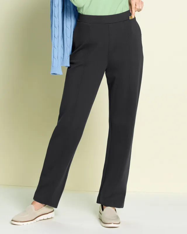 Appleseeds Women's FlexKnit 7-Pocket Straight Pull-On Pants - Black - PS - Petite sold by Buff