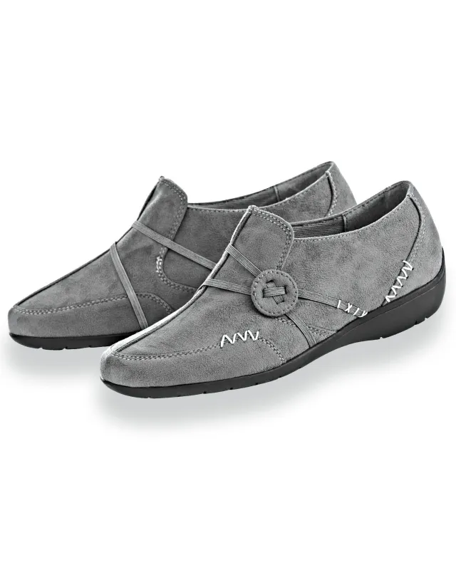Appleseeds Women's “Kelly” Faux Suede Slip-Ons by Classique® - Grey - 8.5 - Medium sold by Buff