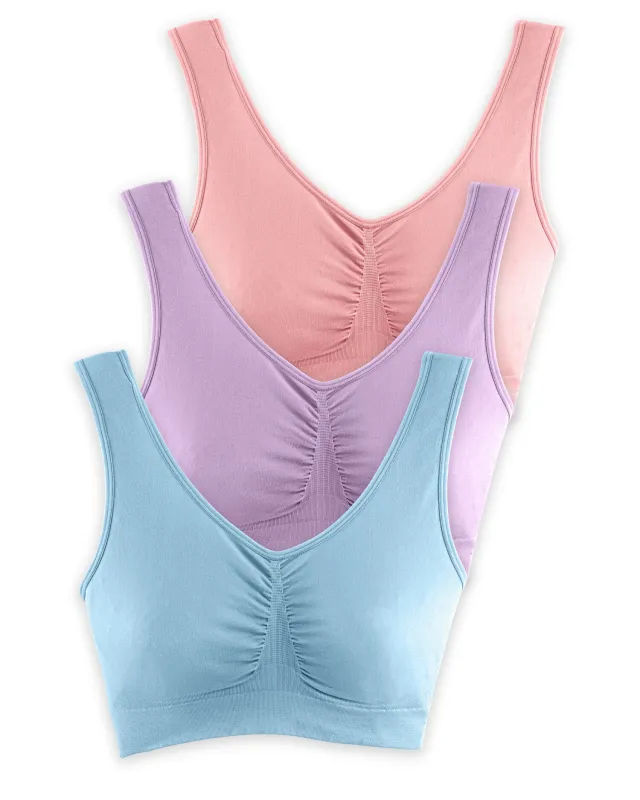 Appleseeds Women's 3-Pack Seamless Comfort Bras by ComfortEase - Multi - 2XL/3XL sold by Buff