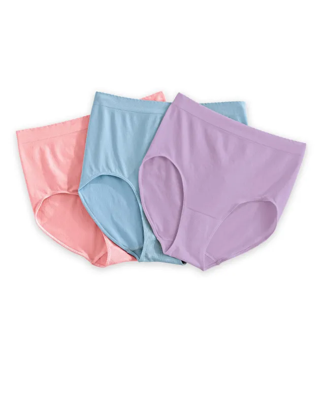 Appleseeds Women's 3-Pack Seamless Panties by ComfortEase - Multi - 2XL/3XL - Misses sold by Buff