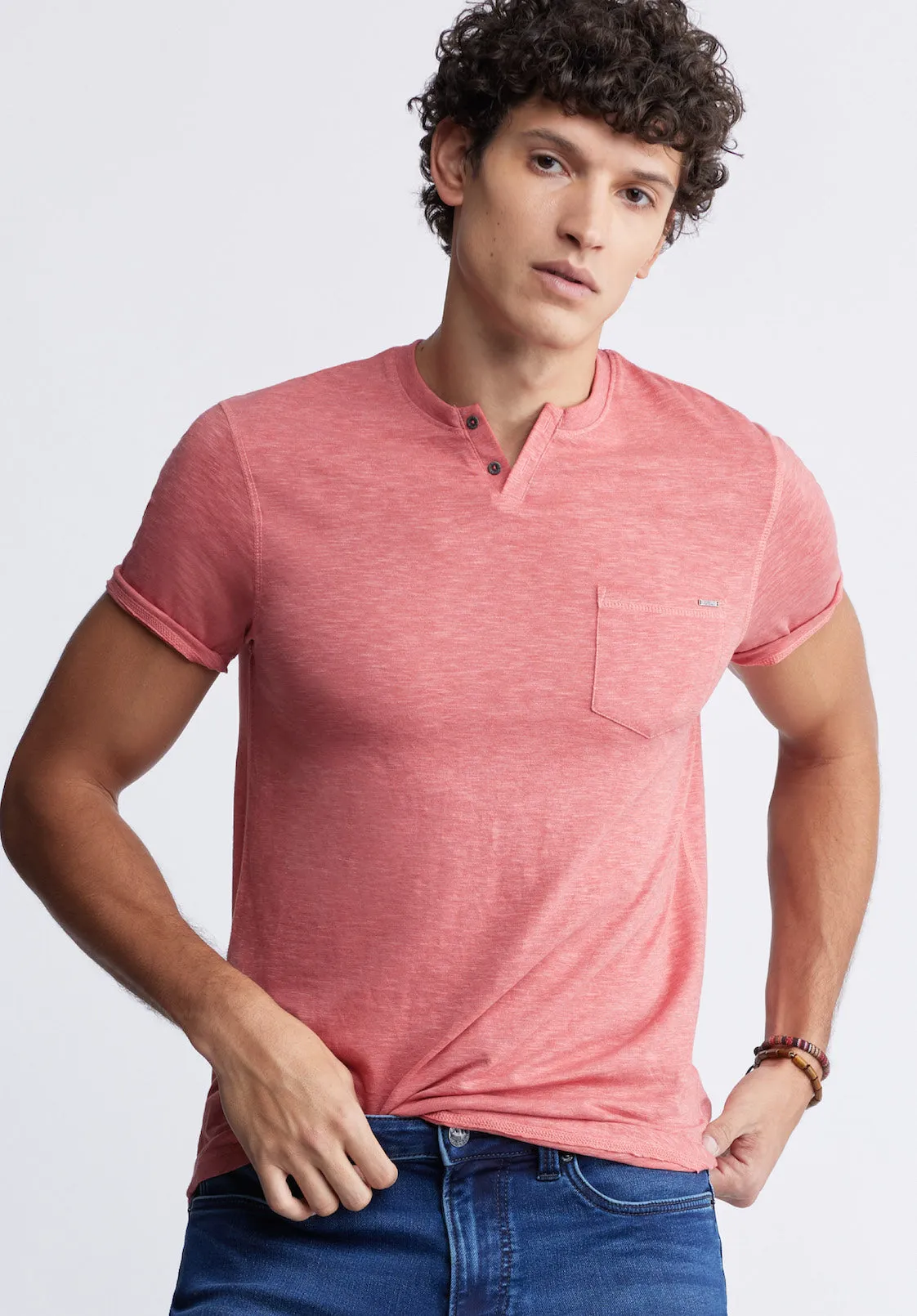 Kadyo Men's Pocket Henley Top in Mineral Red - BM24345 sold by Buffalo David Bitton product image thumbnail 2